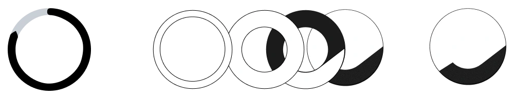 How the doughnut is built: the filling ring, the concentric construction, and the finished mark.