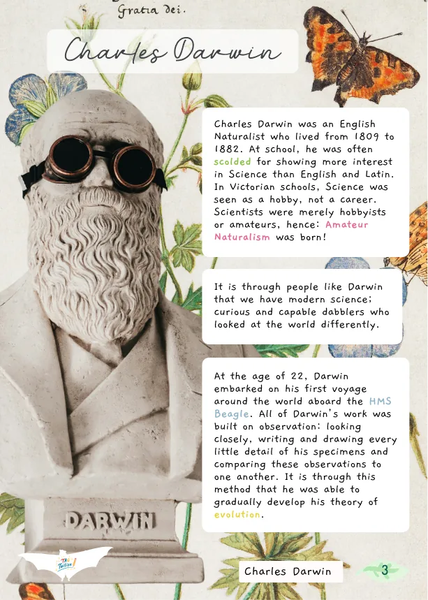 Charles Darwin workbook cover.