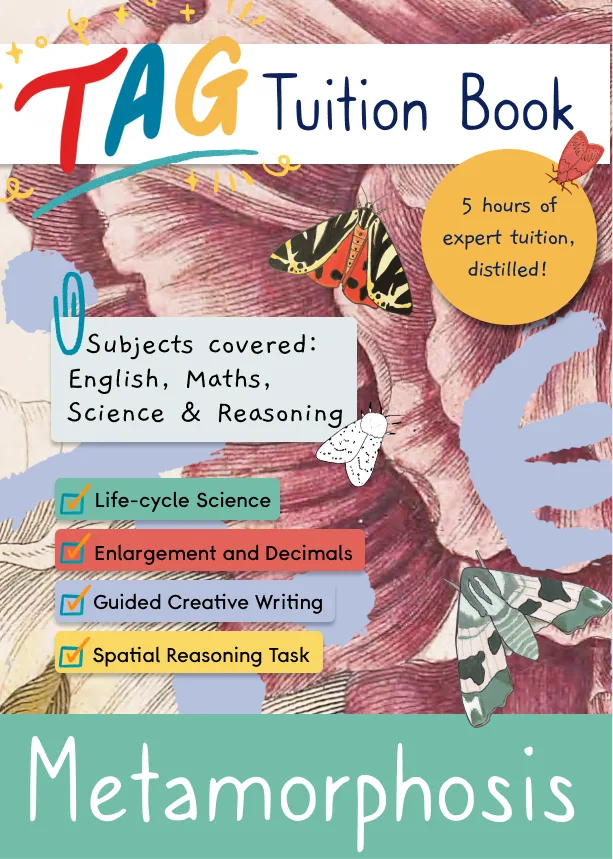 The TAG Tuition Metamorphosis workbook cover.